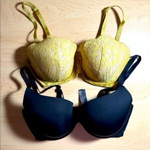 VS Yellow and black lace bra 34DD #lingerie